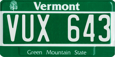 VT license plate VUX643