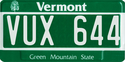VT license plate VUX644