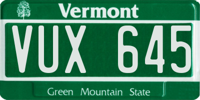 VT license plate VUX645