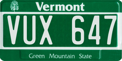 VT license plate VUX647