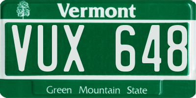 VT license plate VUX648