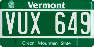 VT license plate VUX649