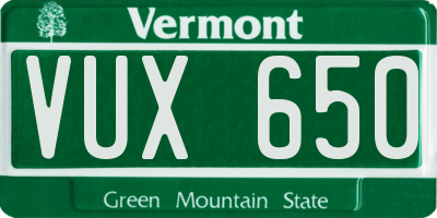 VT license plate VUX650