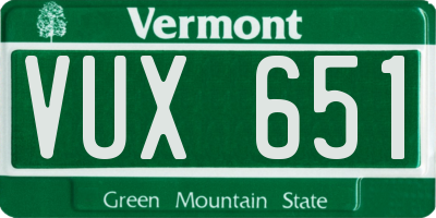 VT license plate VUX651