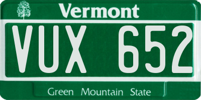 VT license plate VUX652