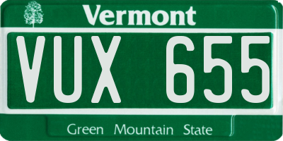 VT license plate VUX655