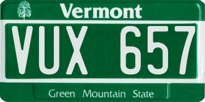 VT license plate VUX657