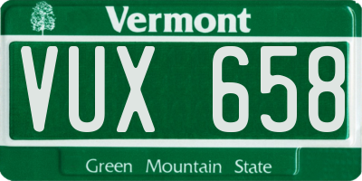 VT license plate VUX658