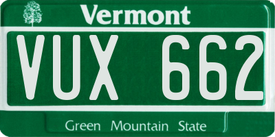 VT license plate VUX662