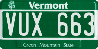 VT license plate VUX663