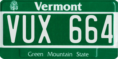 VT license plate VUX664