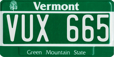 VT license plate VUX665