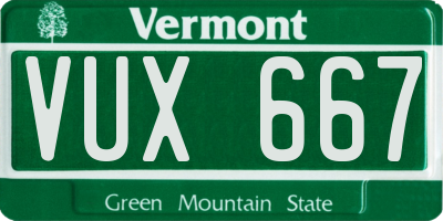 VT license plate VUX667