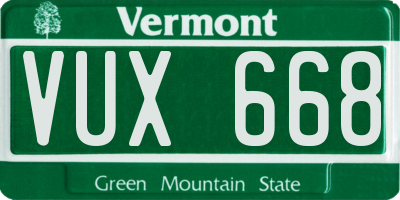 VT license plate VUX668