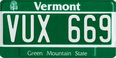 VT license plate VUX669