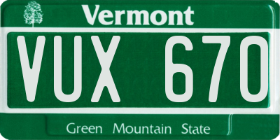 VT license plate VUX670