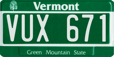 VT license plate VUX671
