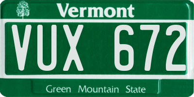 VT license plate VUX672