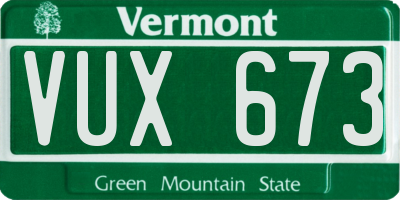 VT license plate VUX673