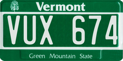 VT license plate VUX674