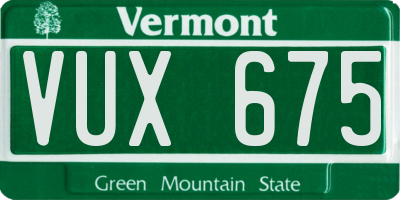 VT license plate VUX675