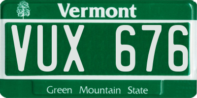 VT license plate VUX676