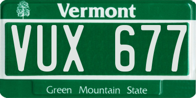 VT license plate VUX677