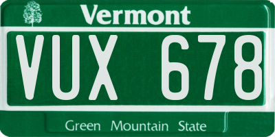 VT license plate VUX678