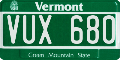 VT license plate VUX680