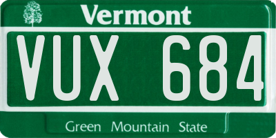 VT license plate VUX684