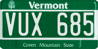 VT license plate VUX685