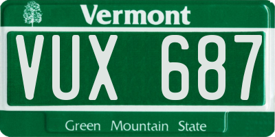 VT license plate VUX687