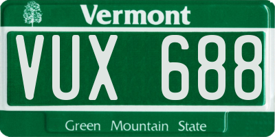 VT license plate VUX688
