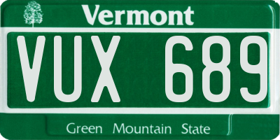 VT license plate VUX689