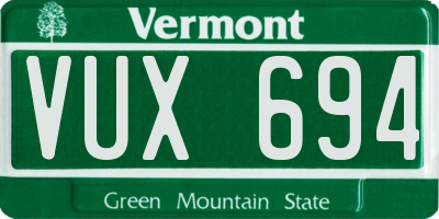 VT license plate VUX694