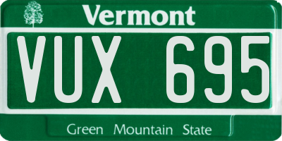 VT license plate VUX695