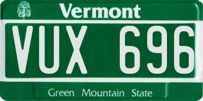 VT license plate VUX696