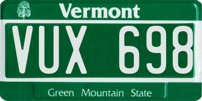 VT license plate VUX698