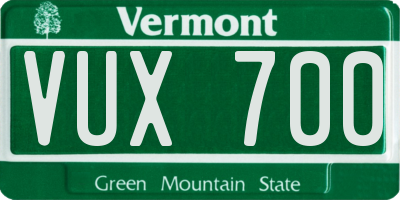 VT license plate VUX700