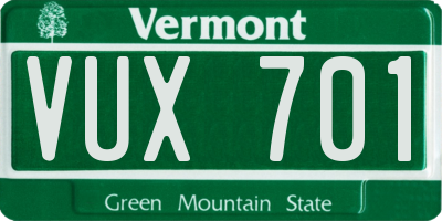 VT license plate VUX701