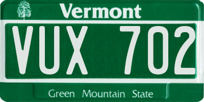 VT license plate VUX702