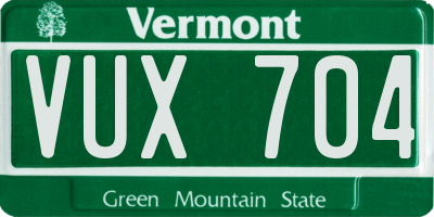 VT license plate VUX704