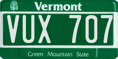 VT license plate VUX707