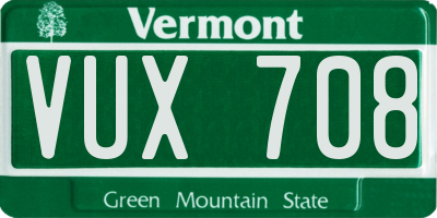 VT license plate VUX708