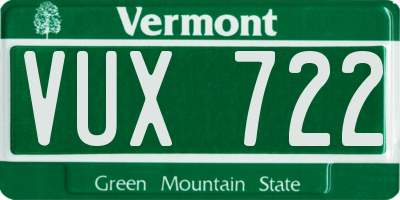 VT license plate VUX722