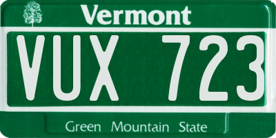 VT license plate VUX723