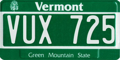VT license plate VUX725