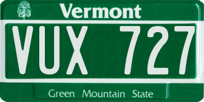 VT license plate VUX727