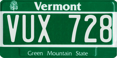 VT license plate VUX728