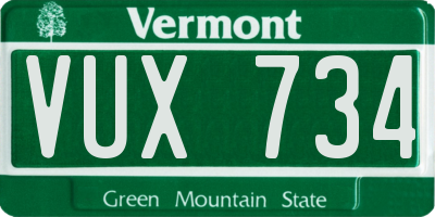 VT license plate VUX734